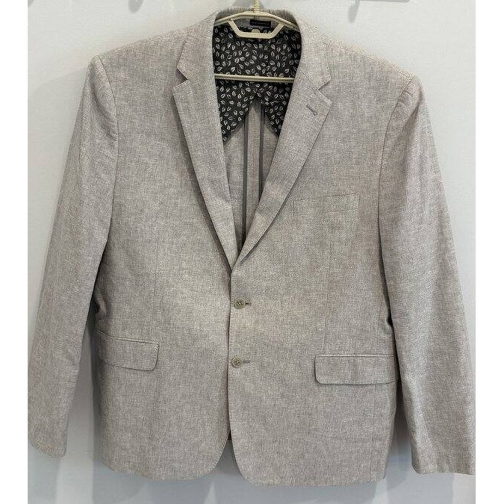 Joe Joseph Abboud Mens Gray Linen Blend Blazer Jacket Paritally Lined Slim 48R
